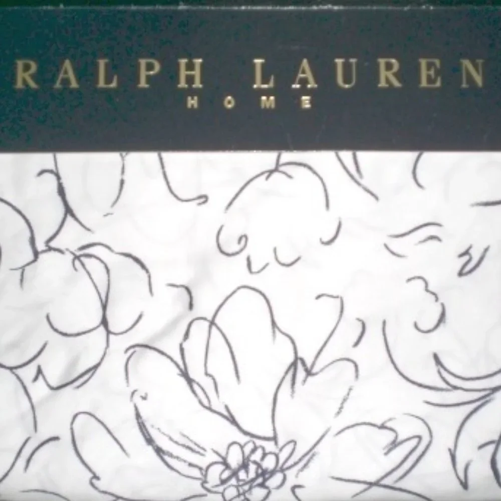 Ralph Lauren Angelina modern floral white navy Fitted Sheet sateen New NWOT K
